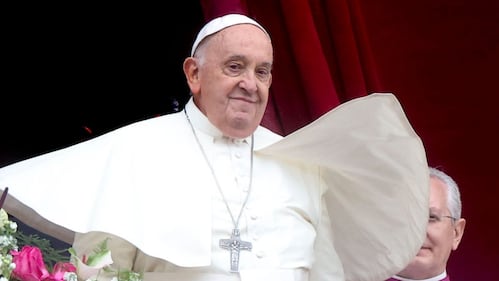 VATICAN CITY, VATICAN - MARCH 31: Pope Francis presides over the Easter Mass and delivers his Urbi et Orbi message, in St. Peter's Square, on March 31, 2024 in Vatican City, Vatican. Following the Mass , Pope Francis gave his traditional "Urbi et Orbi" Easter message on Sunday, appearing from the central loggia of Saint Peter's Basilica, by saying his thoughts go especially to the victims of the many conflicts worldwide, beginning with those in Israel and Palestine, and in Ukraine. (Photo by Alessandra Benedetti - Corbis/Corbis via Getty Images)